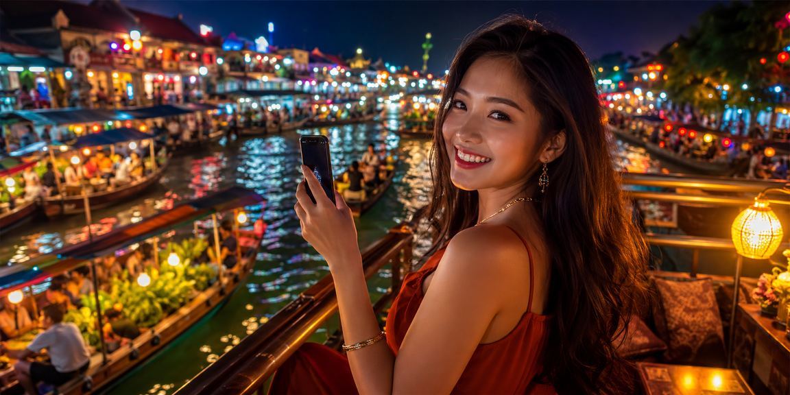 Người dùng Hà Nội truy cập casino di động tại khu chợ đêm sầm uất